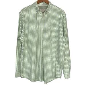 Banana Republic Classic Fit Green Check Button Up Dress Shirt Size Large